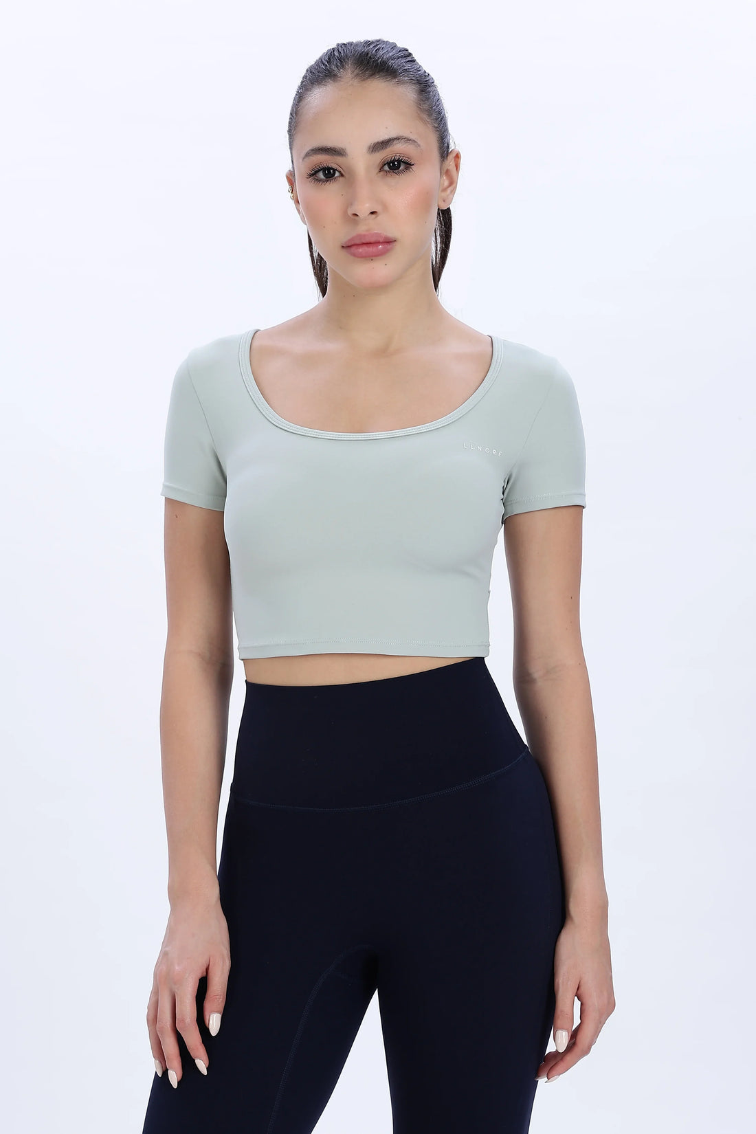 Green Short Sleeve Crop Top