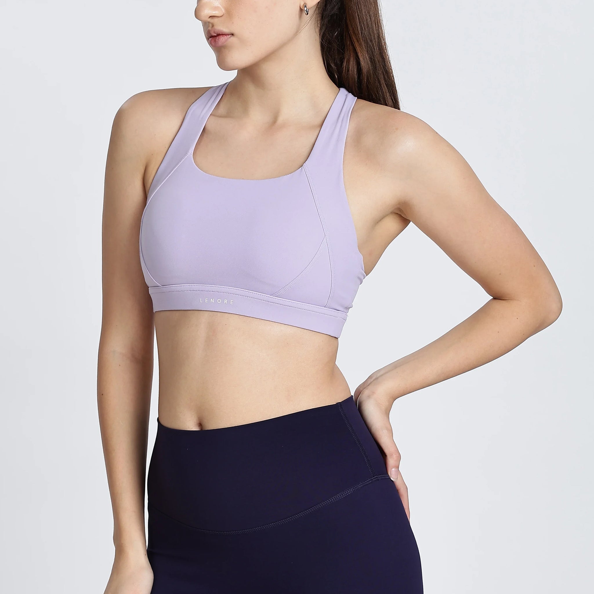 Purple High support cross strap bra