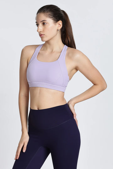 Purple High support cross strap bra