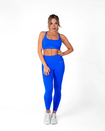 Blauwe naadloze scrunch legging