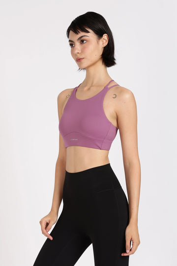 Wine Purple High Neck Sports Bra